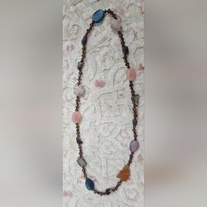 🌟Boho Artisan Multi Geode/Natural Stone  Necklace With Beaded Crystals🌟